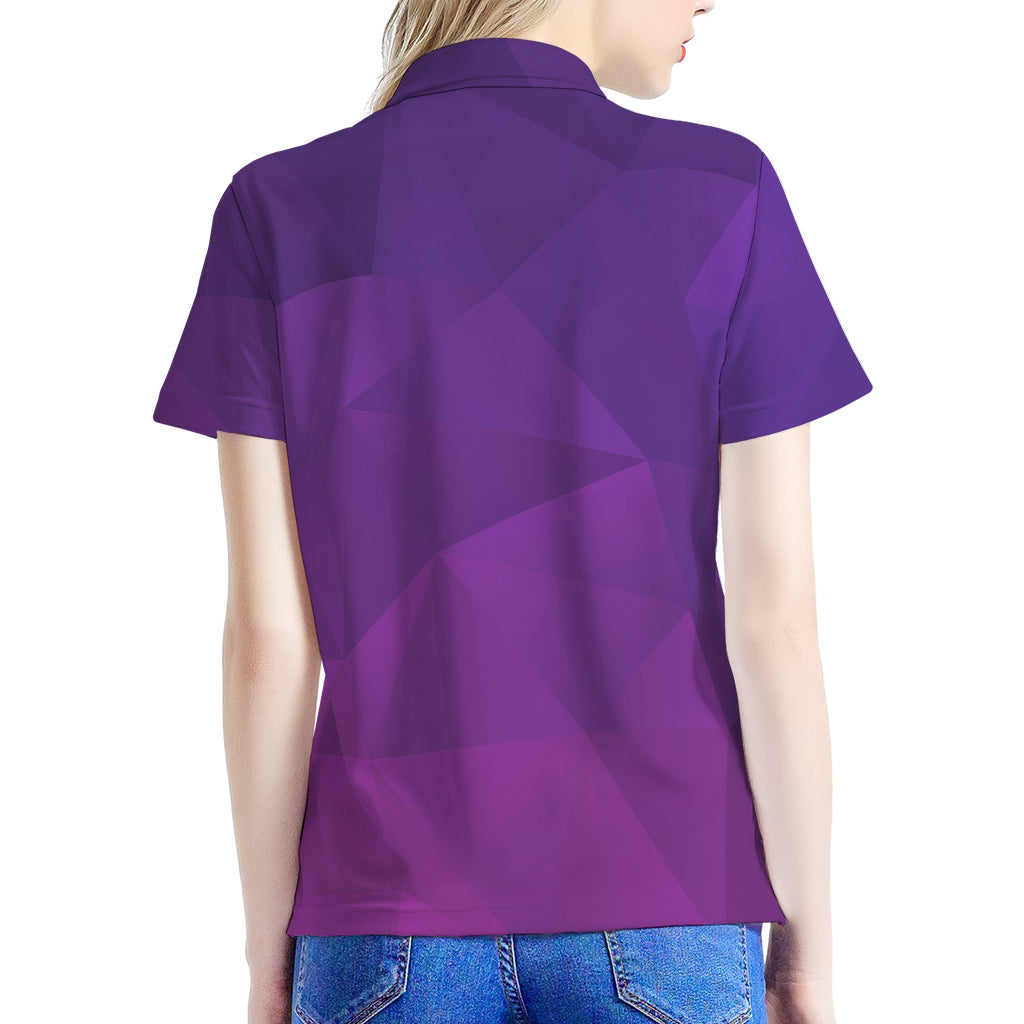 Violet Polygonal Geometric Print Women's Polo Shirt