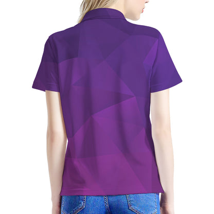 Violet Polygonal Geometric Print Women's Polo Shirt