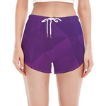 Violet Polygonal Geometric Print Women's Split Running Shorts