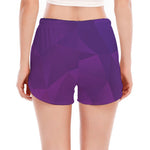 Violet Polygonal Geometric Print Women's Split Running Shorts