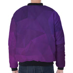 Violet Polygonal Geometric Print Zip Sleeve Bomber Jacket