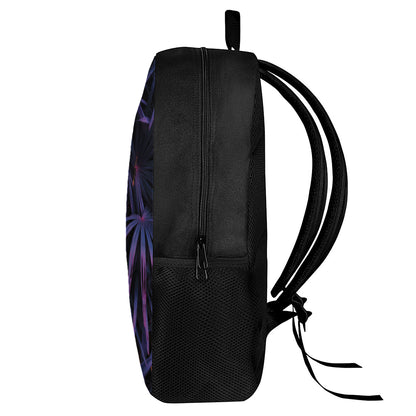 Violet Tropical Leaves Print 17 Inch Backpack