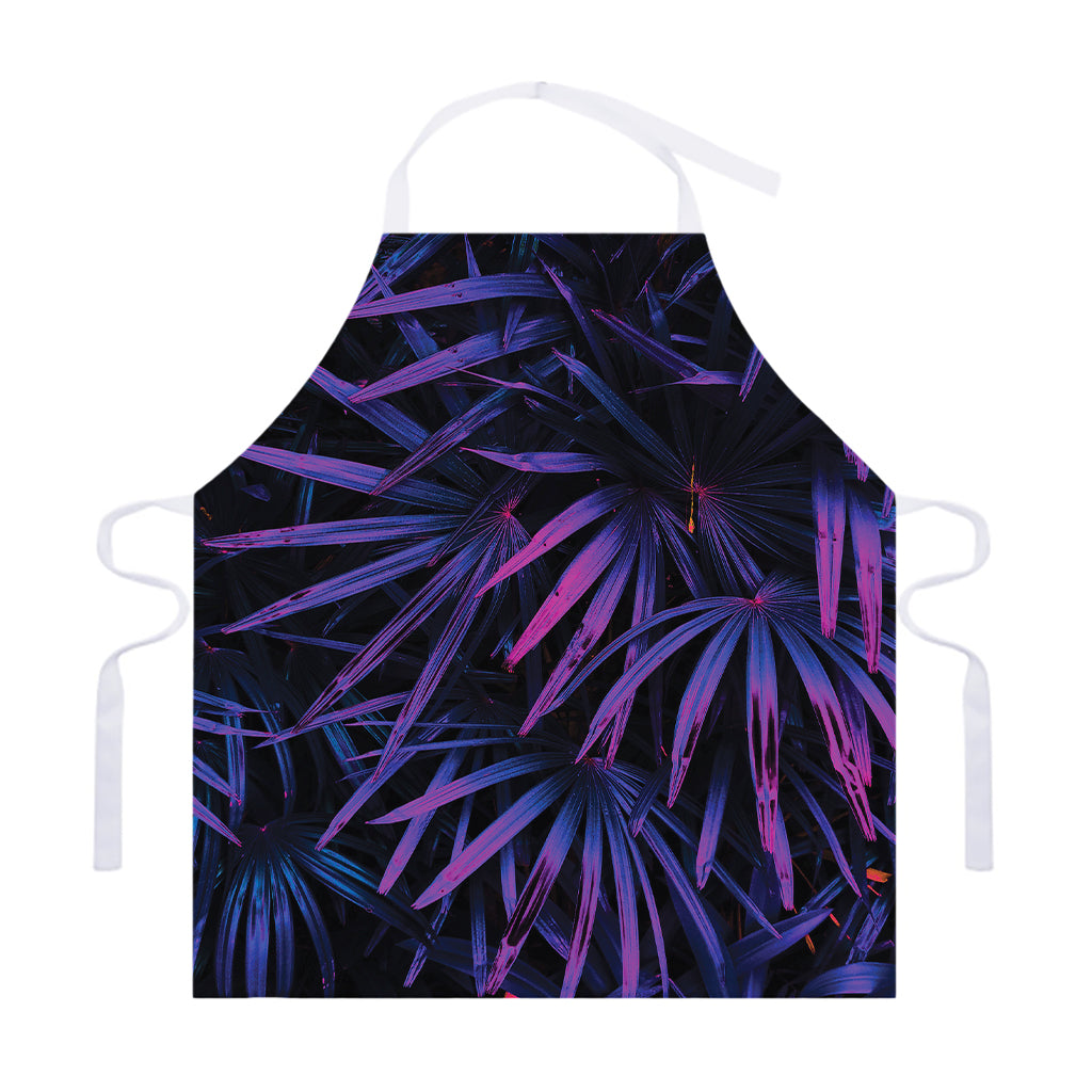 Violet Tropical Leaves Print Adjustable Apron