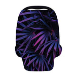 Violet Tropical Leaves Print Baby Seat Cover