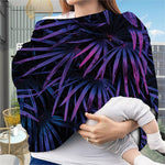 Violet Tropical Leaves Print Baby Seat Cover
