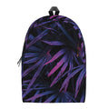 Violet Tropical Leaves Print School Backpack