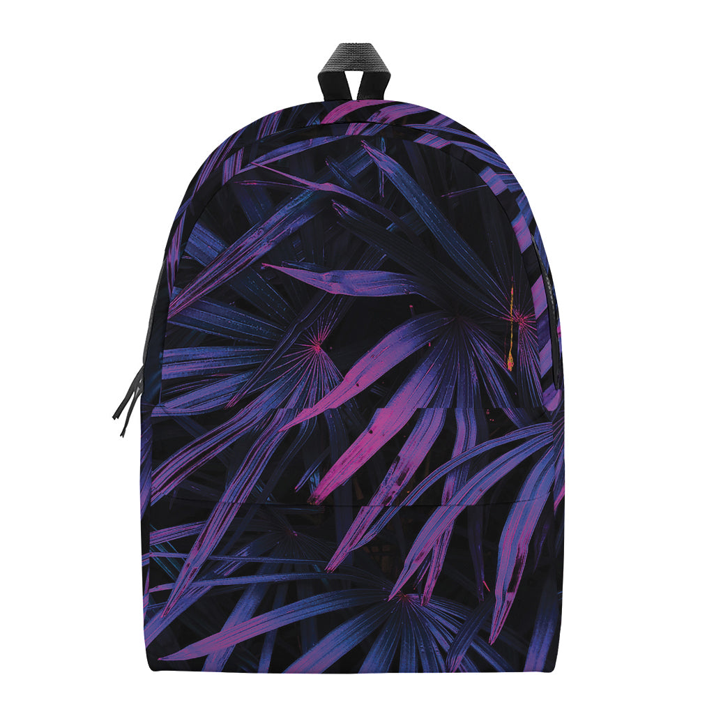 Violet Tropical Leaves Print Backpack