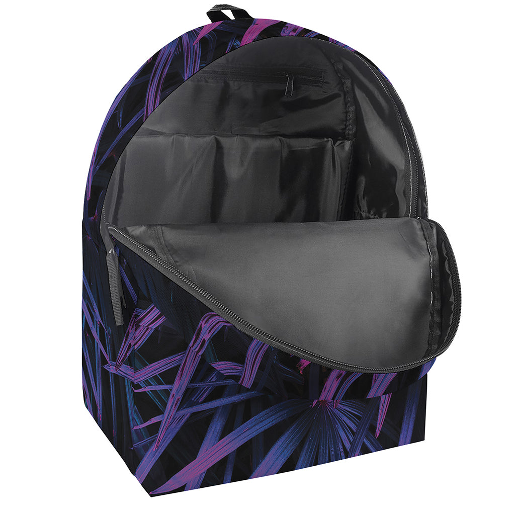 Violet Tropical Leaves Print Backpack