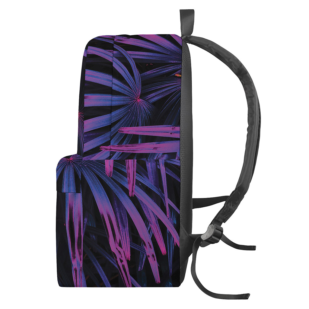 Violet Tropical Leaves Print Backpack