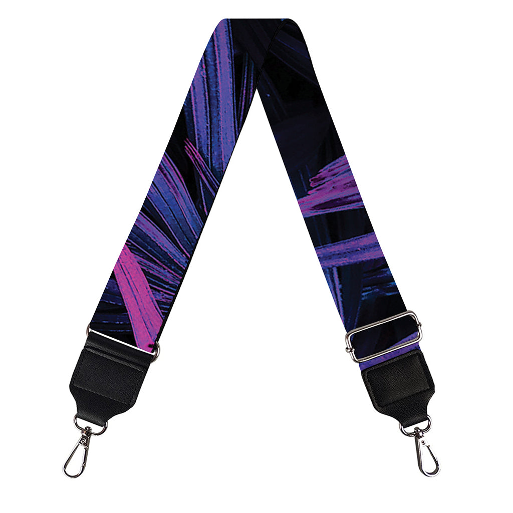 Violet Tropical Leaves Print Bag Strap