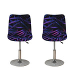 Violet Tropical Leaves Print Bar Stool Covers