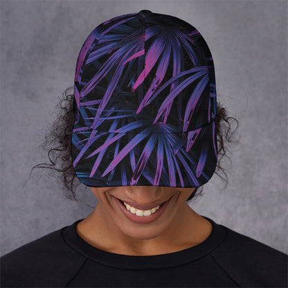 Violet Tropical Leaves Print Baseball Cap