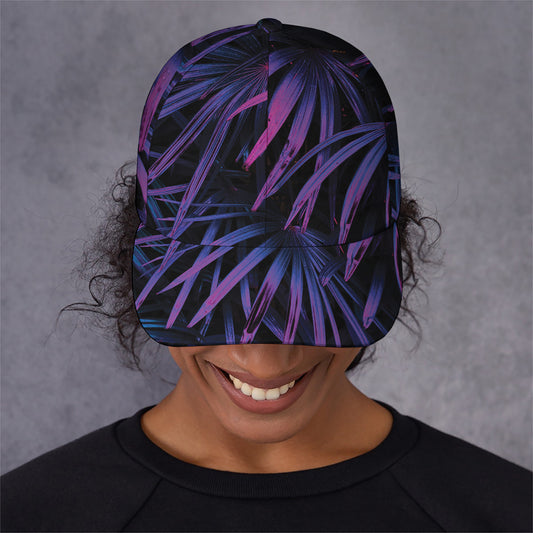 Violet Tropical Leaves Print Baseball Cap