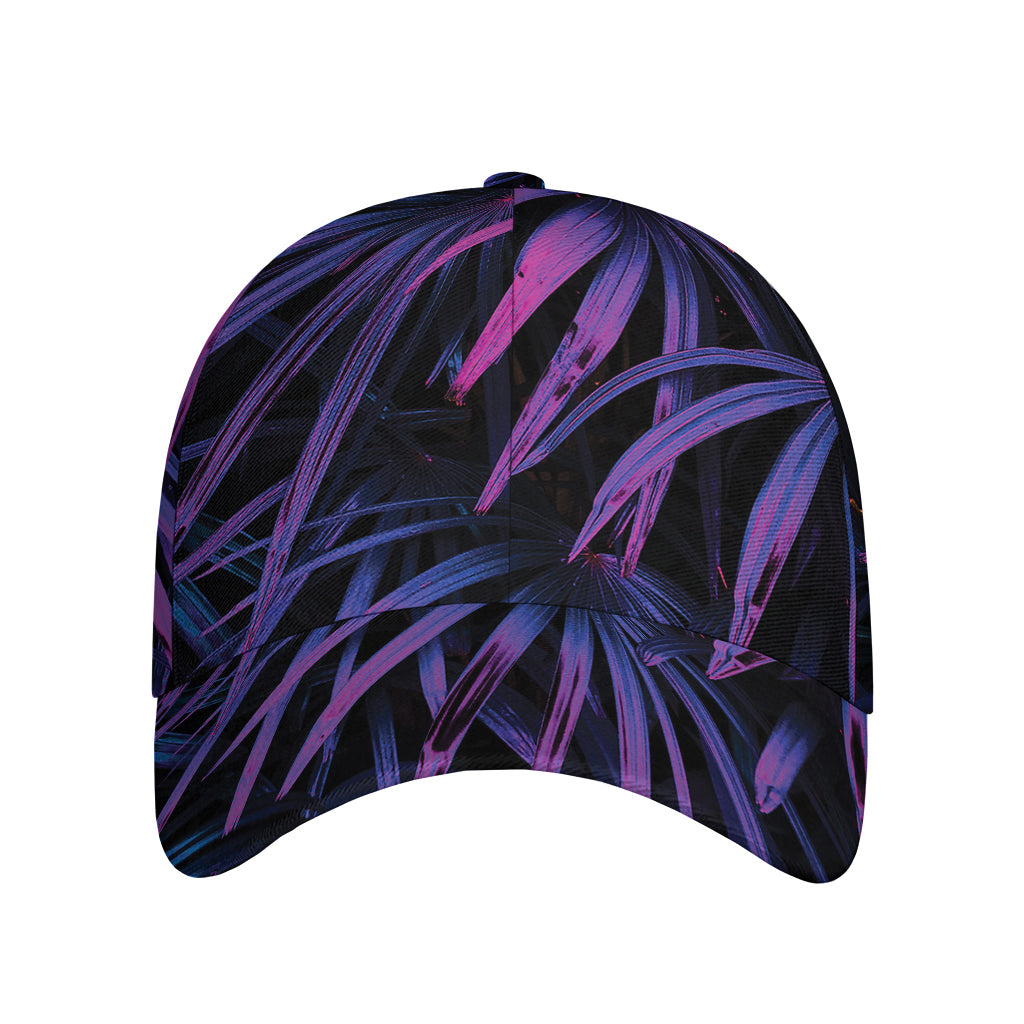Violet Tropical Leaves Print Baseball Cap