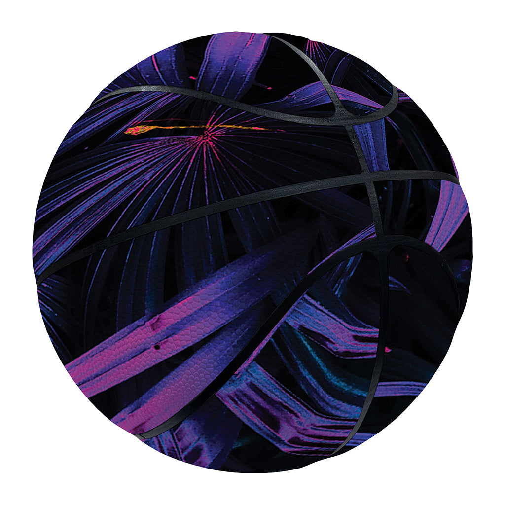 Violet Tropical Leaves Print Basketball