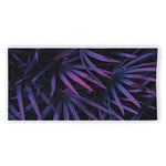 Violet Tropical Leaves Print Beach Towel