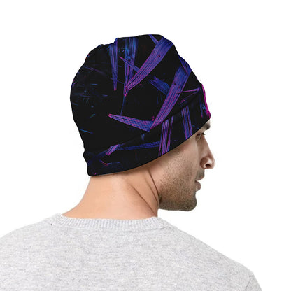 Violet Tropical Leaves Print Beanie