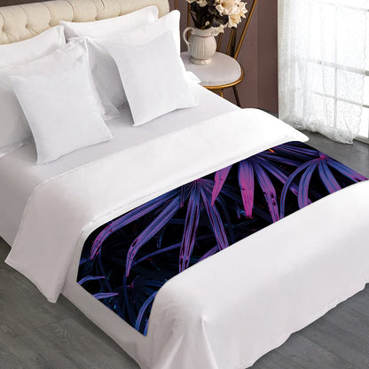 Violet Tropical Leaves Print Bed Runner