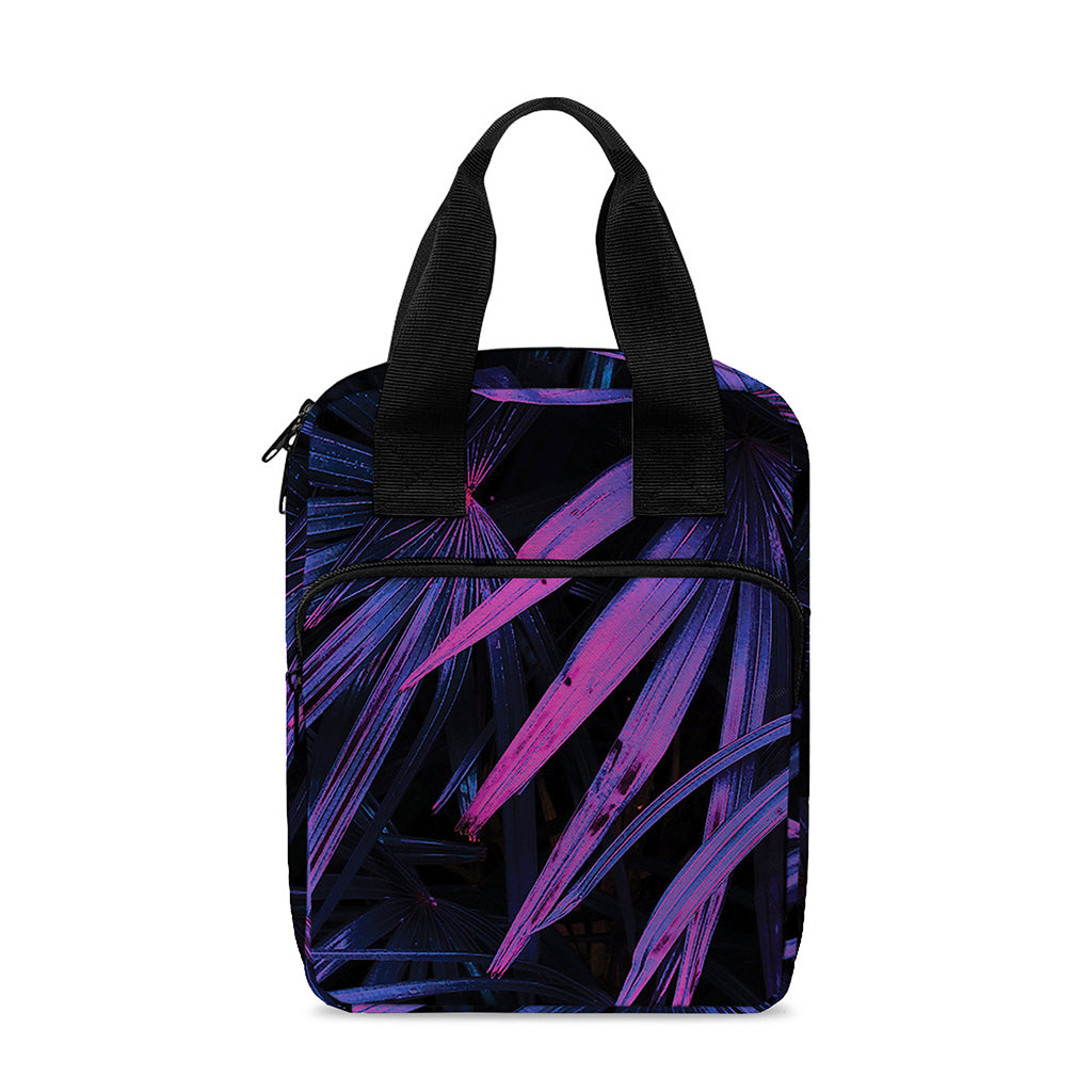 Violet Tropical Leaves Print Bible Tote Bag
