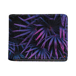 Violet Tropical Leaves Print Bifold Wallet