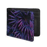 Violet Tropical Leaves Print Bifold Wallet
