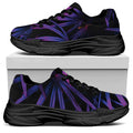 Violet Tropical Leaves Print Black Chunky Shoes
