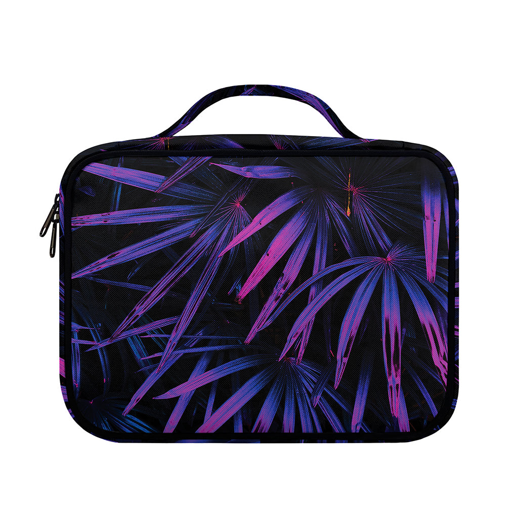 Violet Tropical Leaves Print Briefcase Bible Bag