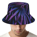 Violet Tropical Leaves Print Bucket Hat