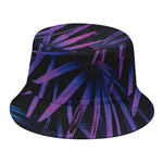 Violet Tropical Leaves Print Bucket Hat