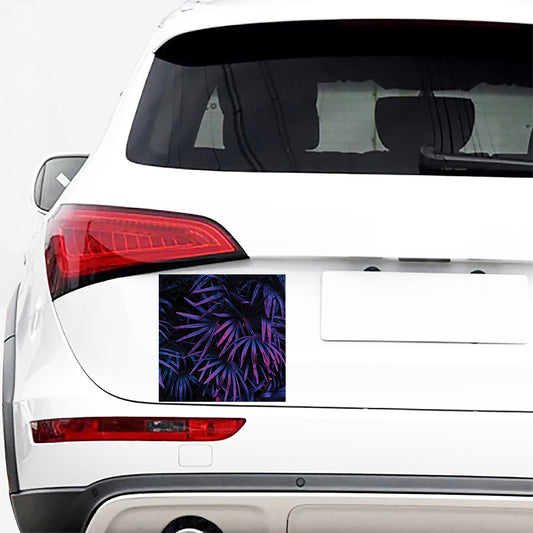 Violet Tropical Leaves Print Car Sticker