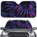 Violet Tropical Leaves Print Car Windshield Sun Shade