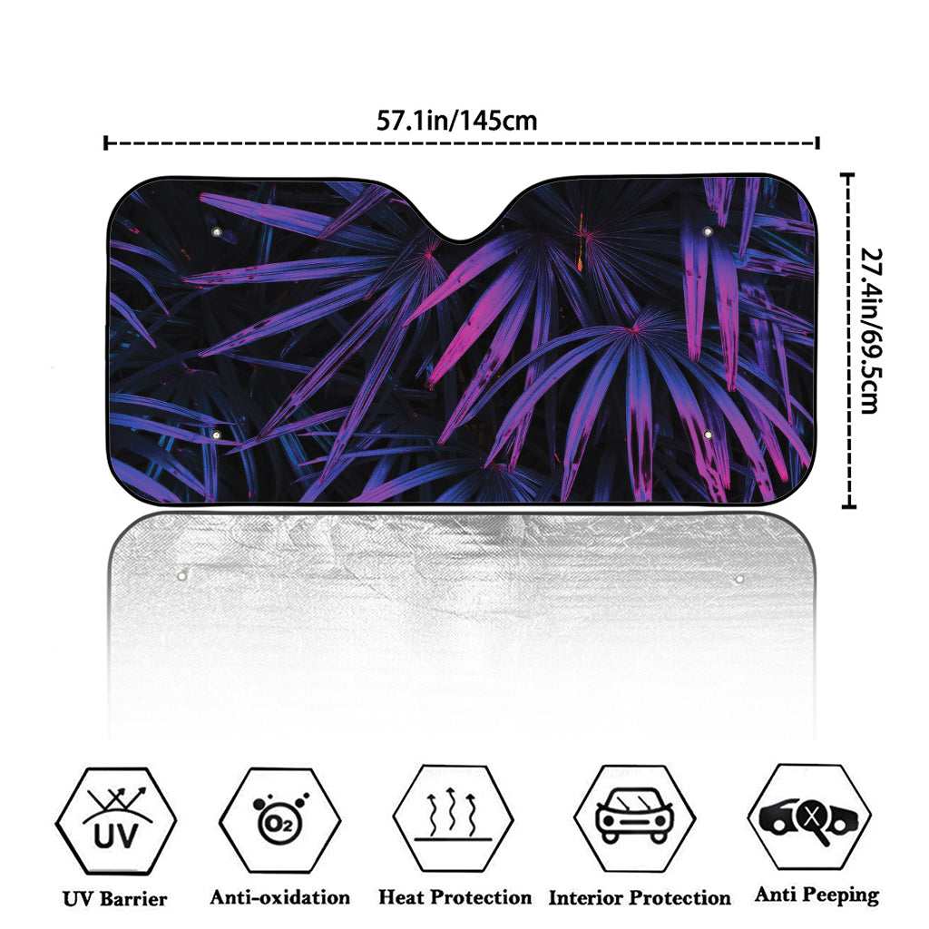 Violet Tropical Leaves Print Car Windshield Sun Shade