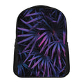 Violet Tropical Leaves Print Casual Backpack
