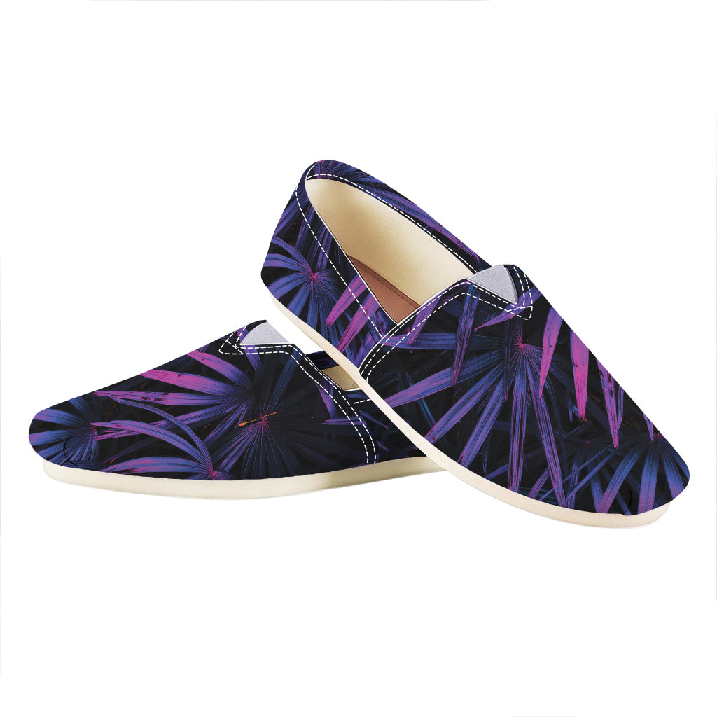 Violet Tropical Leaves Print Casual Shoes