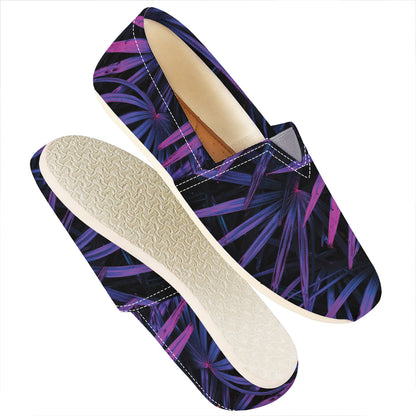 Violet Tropical Leaves Print Casual Shoes
