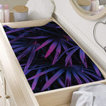 Violet Tropical Leaves Print Changing Pad Cover