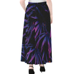 Violet Tropical Leaves Print Chiffon Maxi Skirt