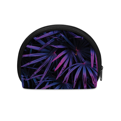 Violet Tropical Leaves Print Coin Purse