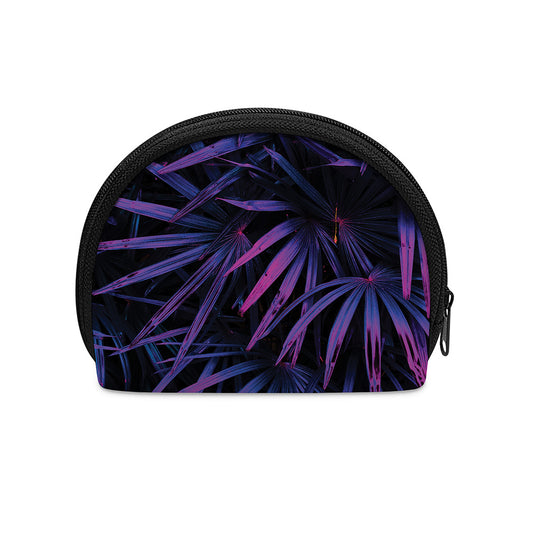 Violet Tropical Leaves Print Coin Purse