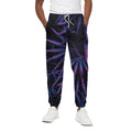 Violet Tropical Leaves Print Cotton Sweatpants
