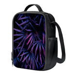 Violet Tropical Leaves Print Crossbody Lunch Bag