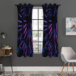 Violet Tropical Leaves Print Curtain