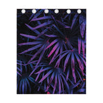 Violet Tropical Leaves Print Curtain