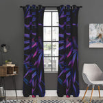 Violet Tropical Leaves Print Curtain