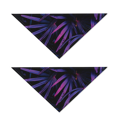 Violet Tropical Leaves Print Dog Bandana