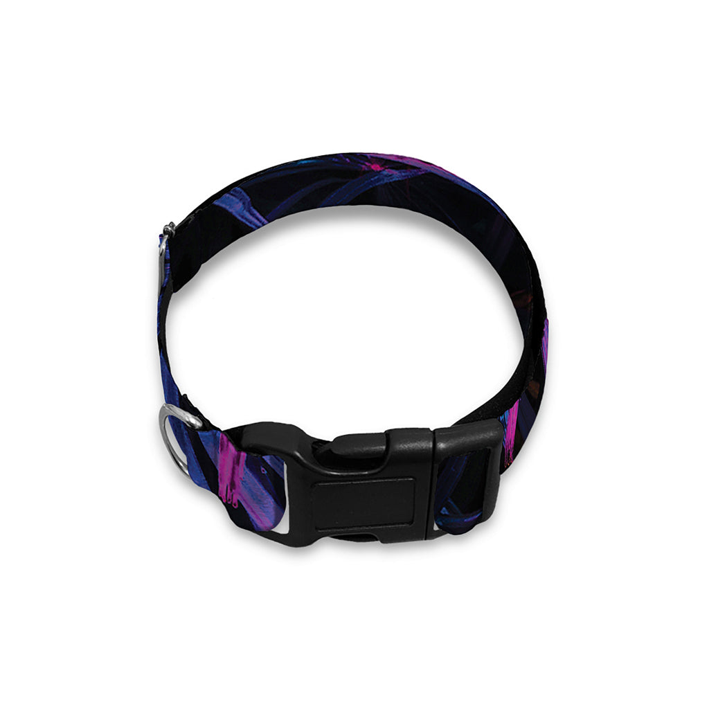 Violet Tropical Leaves Print Dog Collar