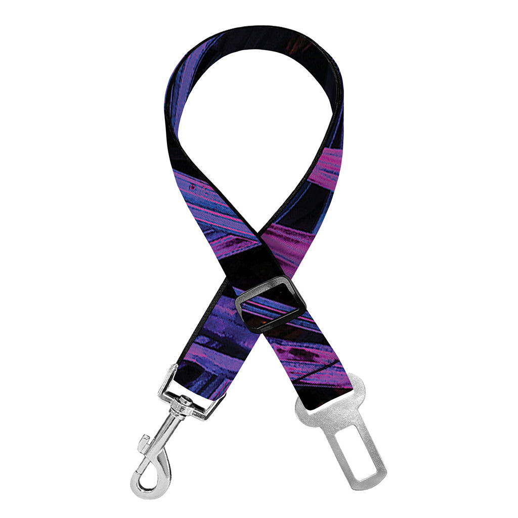 Violet Tropical Leaves Print Dog Seat Belt