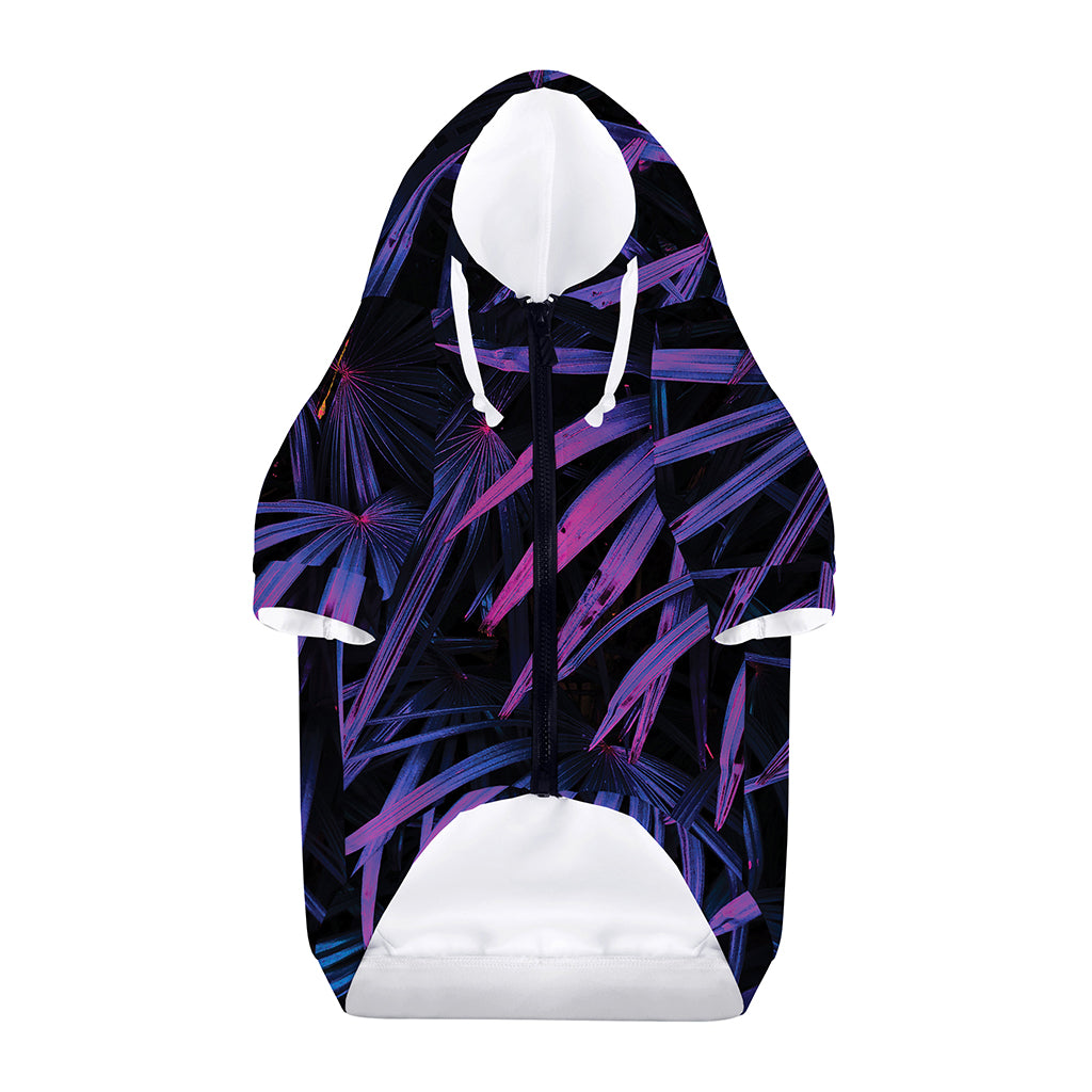 Violet Tropical Leaves Print Dog Zip Up Hoodie