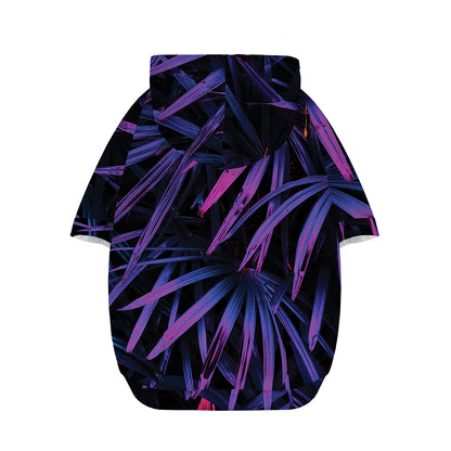 Violet Tropical Leaves Print Dog Zip Up Hoodie