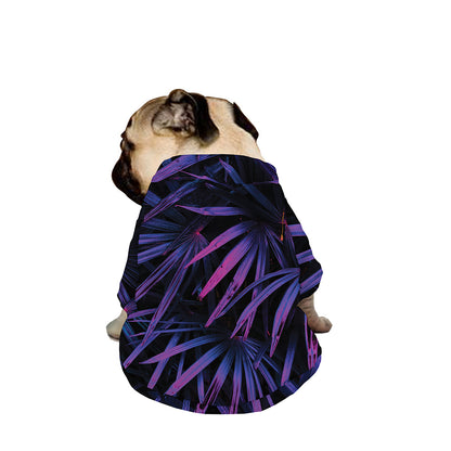 Violet Tropical Leaves Print Dog Zip Up Jacket